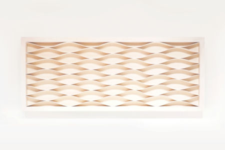 Headboard and shelves in a minimalistic style inspired by waves. Designed and made by Olli Karvonen.
