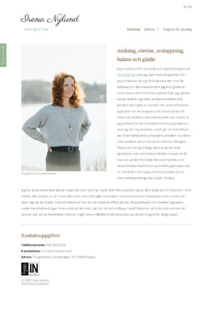 A simple website for physiotherapist Irena Nylund by Olli Karvonen