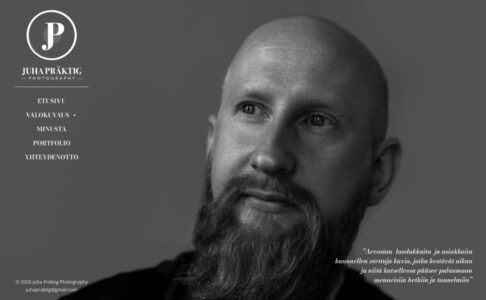 A simple minimalistic website and logo for Juha Präktig photography.