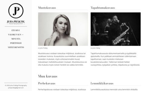 A simple minimalistic website and logo for Juha Präktig photography.