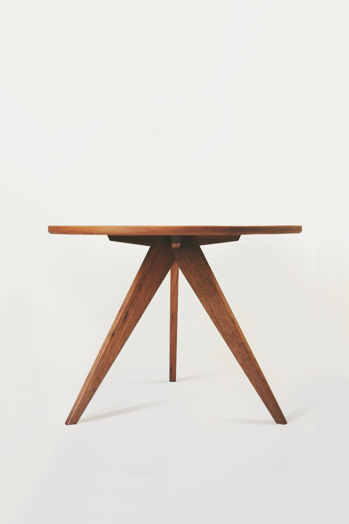 Simple dining table made of reclaimed teak from the 70s. Design and production by Olli Karvonen 2025